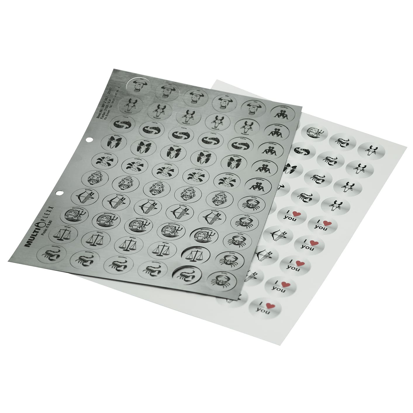 Akcesoria Multiplexx, arkusz z motywem znaku zodiaku DIN A4, srebrny/czarny, 1 arkusz/opakowanie