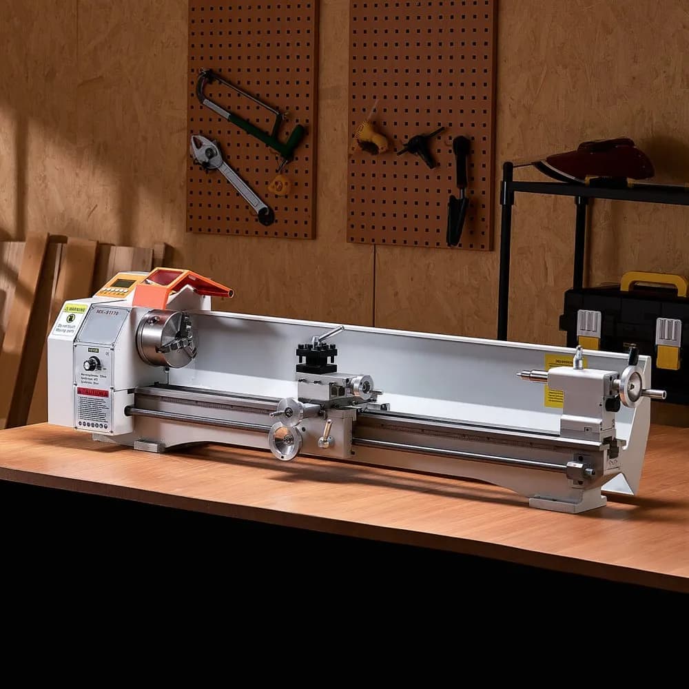 Tokarka do metalu, 220 x 1000 mm (8,7 x 39 cali), precyzyjna tokarka stołowa z napędem elektrycznym, automatyczny posuw, zmienna prędkość 0–2500 obr./min, silnik bezszczotkowy 1250 W, do obróbki precyzyjnych części: metali miękkich, drewna, tworzyw sztucznych